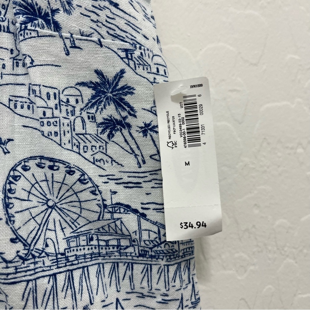 Old Navy Sleeveless V-Neck Dress Sz M Beach Boardwalk Scene Print Vacation - Picture 9 of 9